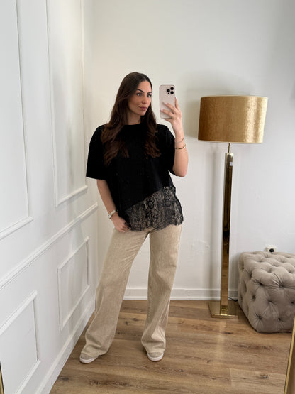 Oversized lace shirt zwart