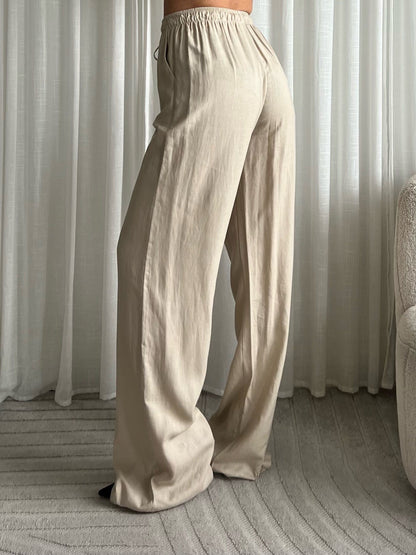 Linen mandy pantalon taupe extra lang