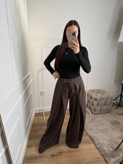 Plooien broek extra lang - bruin