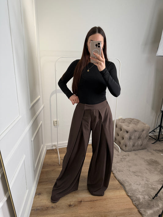 Plooien broek extra lang - bruin