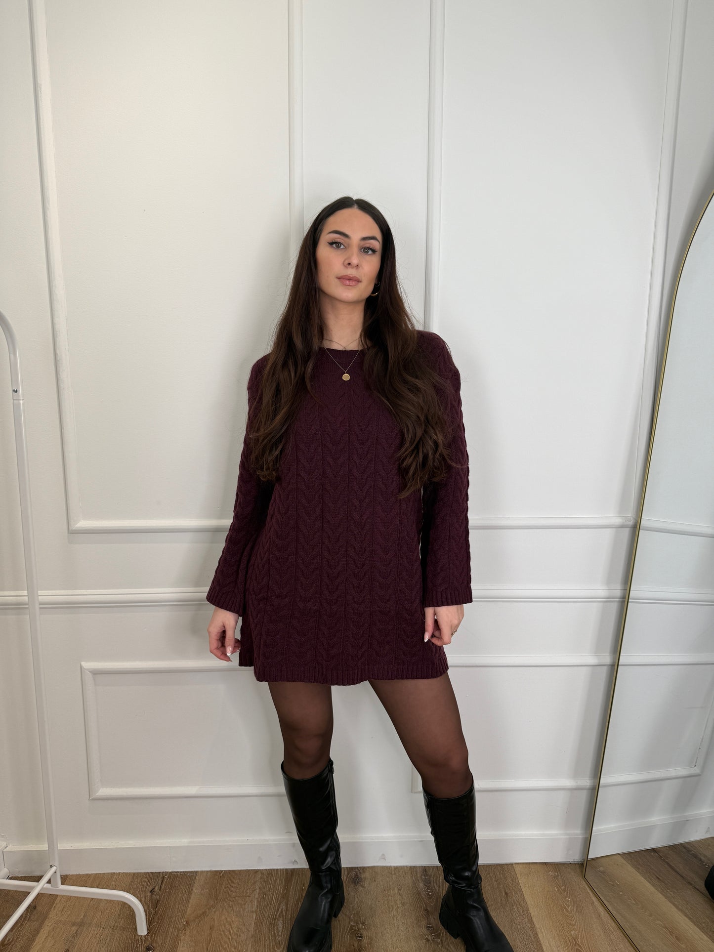 Gebreide jurk - aubergine