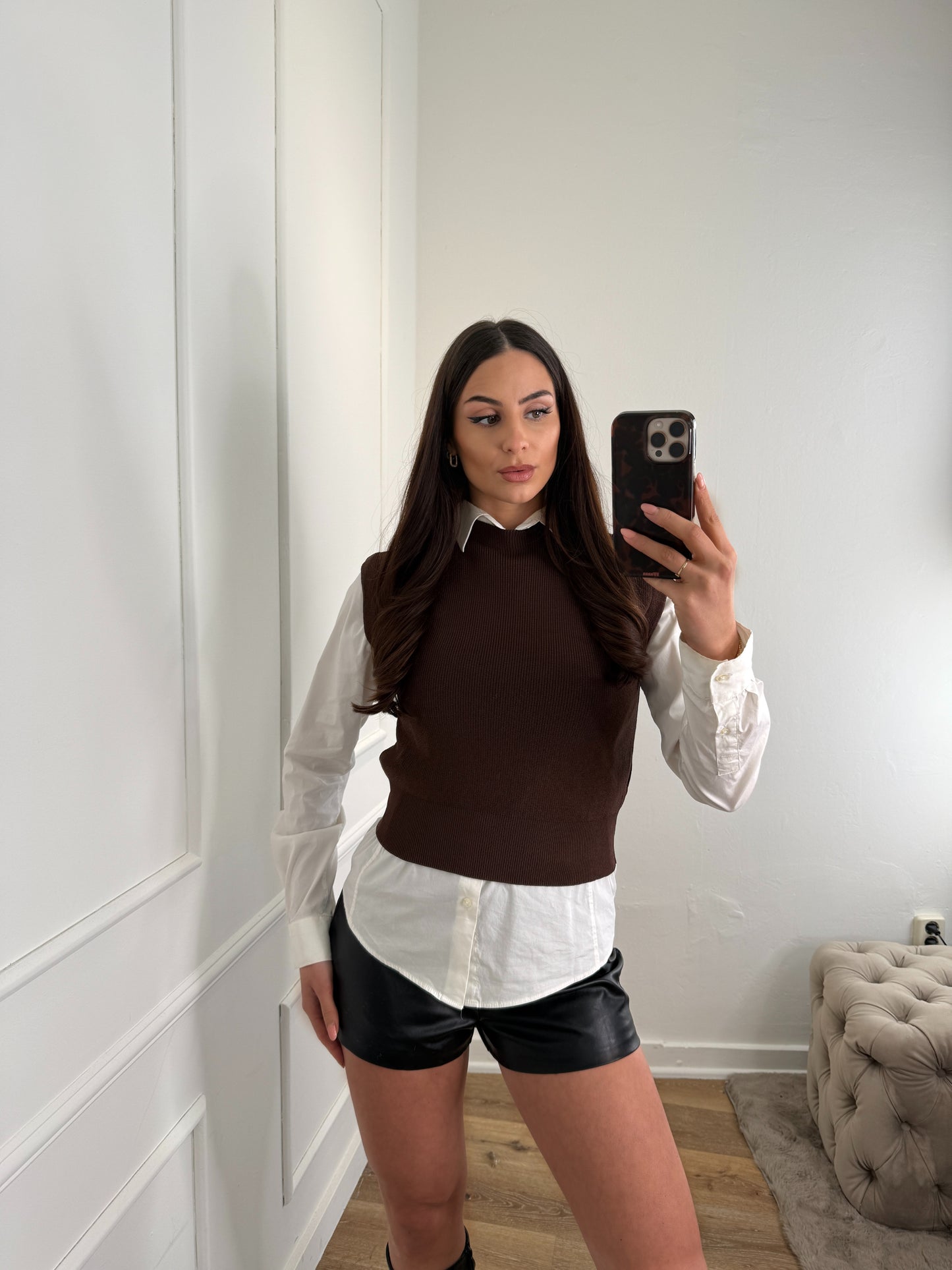 Mouwloze top - bruin