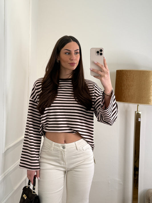 Katy long sleeve roze/bruin