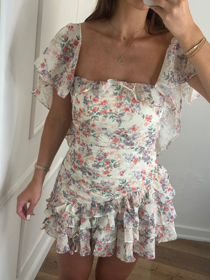 Florine Ruffle Jurk - Rose