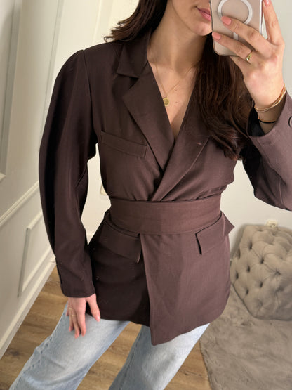 Blazer met pofmouw  - bruin