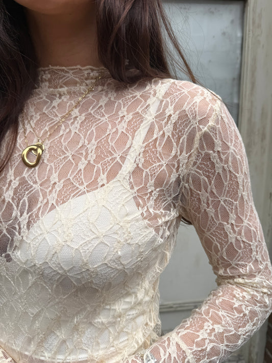 Brooklyn kanten top - beige