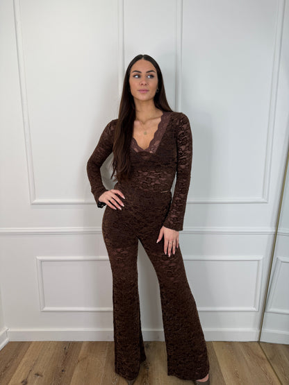 Maud kanten body bruin