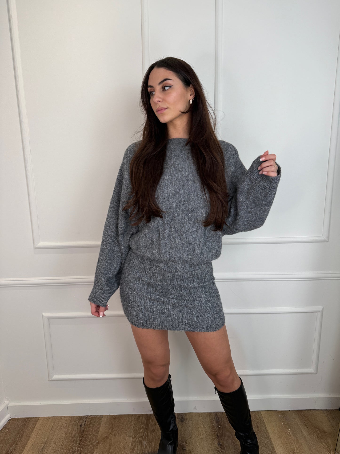 Stephanie knit jurk grijs