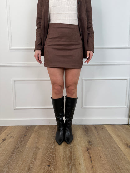 Suede Rokje Bruin