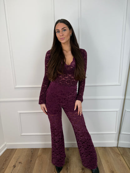 Maud kanten broek bordeaux