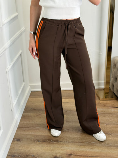 Broek met bies zijkant lang - bruin/oranje