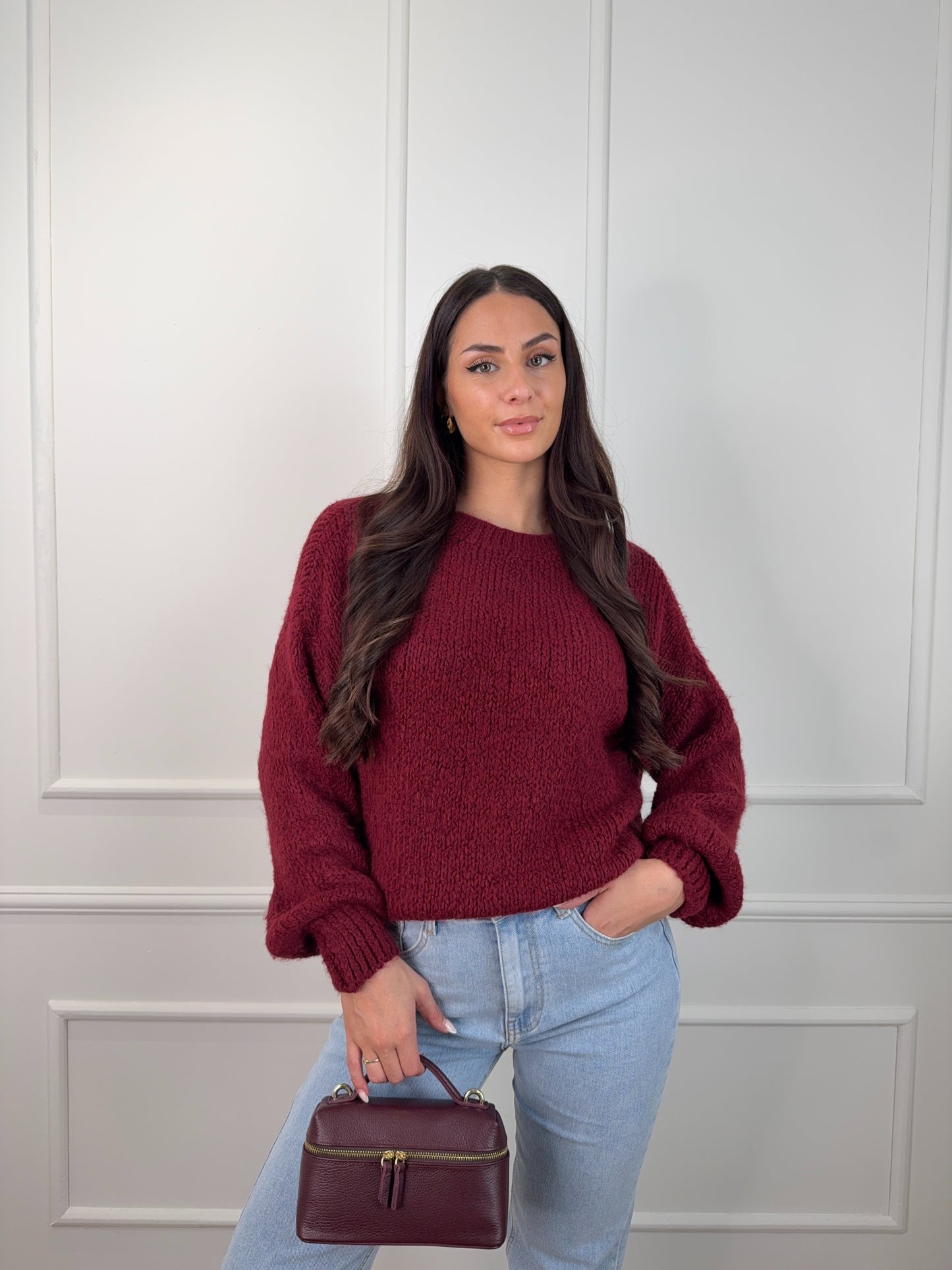 Gioya Gebreide Trui Bordeaux