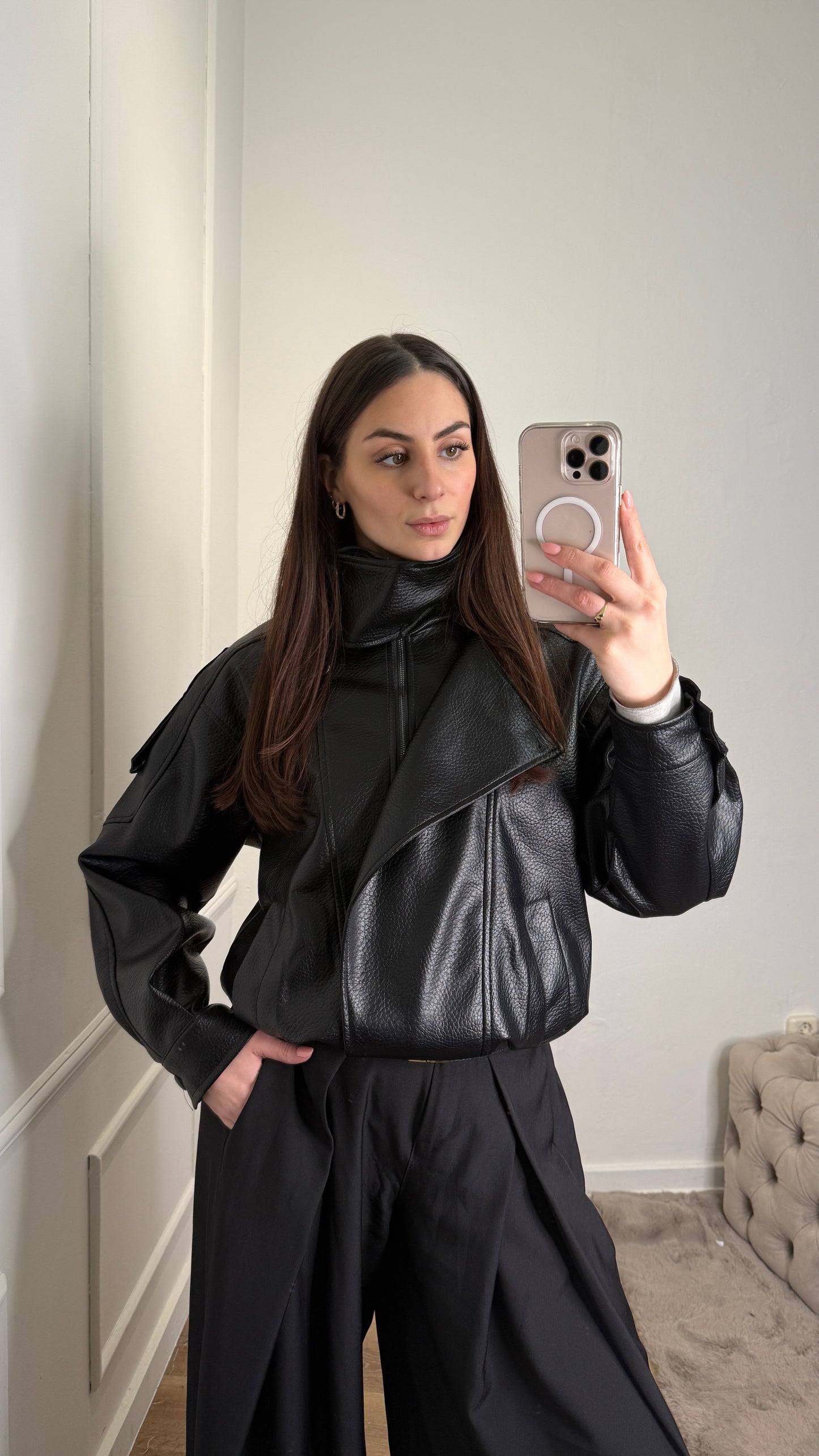 PU leren jas - zwart