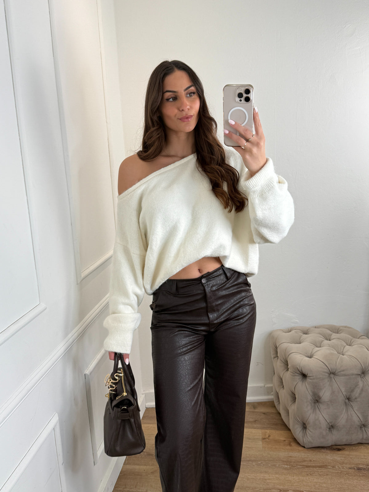 Jules Snake Print Broek Donkerbruin