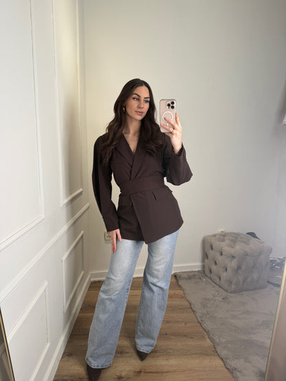 Blazer met pofmouw  - bruin