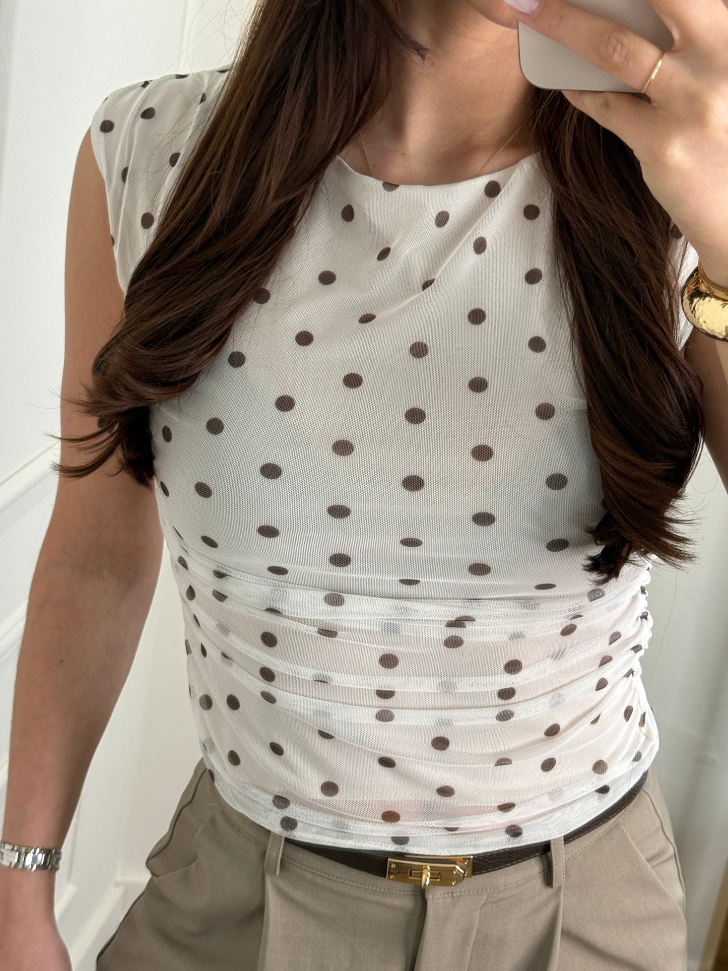 Julia top dots beige