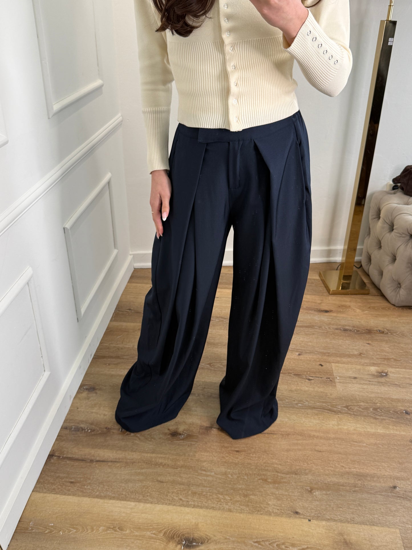 Plooien broek extra lang - navy