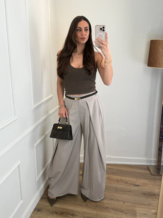 Plooien broek extra lang - taupe