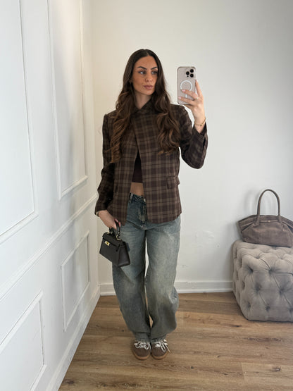 Elle Blazer Bruin Geruit