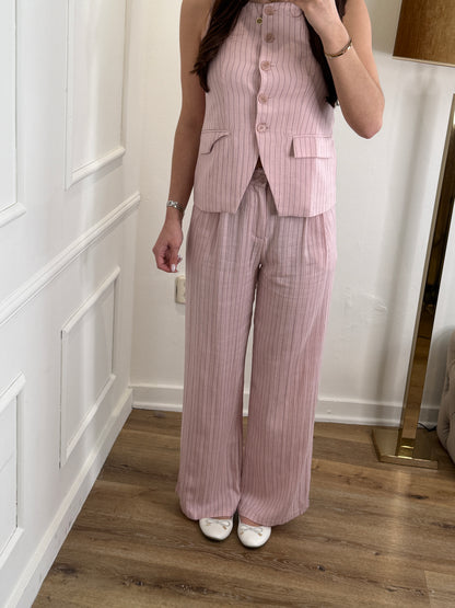 Yva pantalon gestreept roze