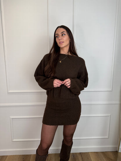 Stephanie knit jurk bruin