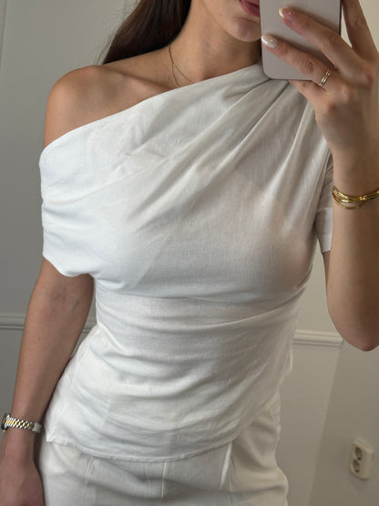 Linen mandy top wit