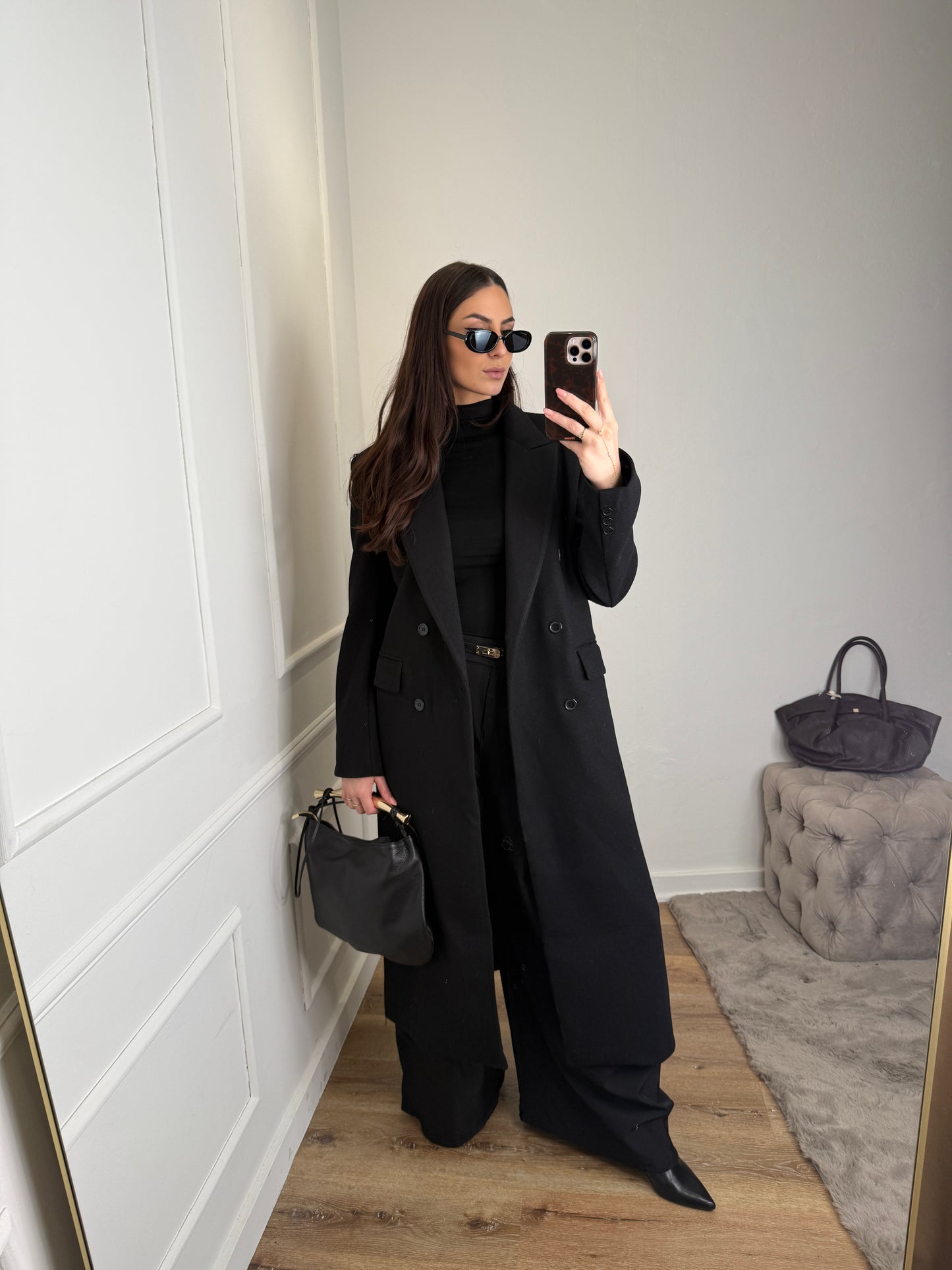 Lange mantel - zwart