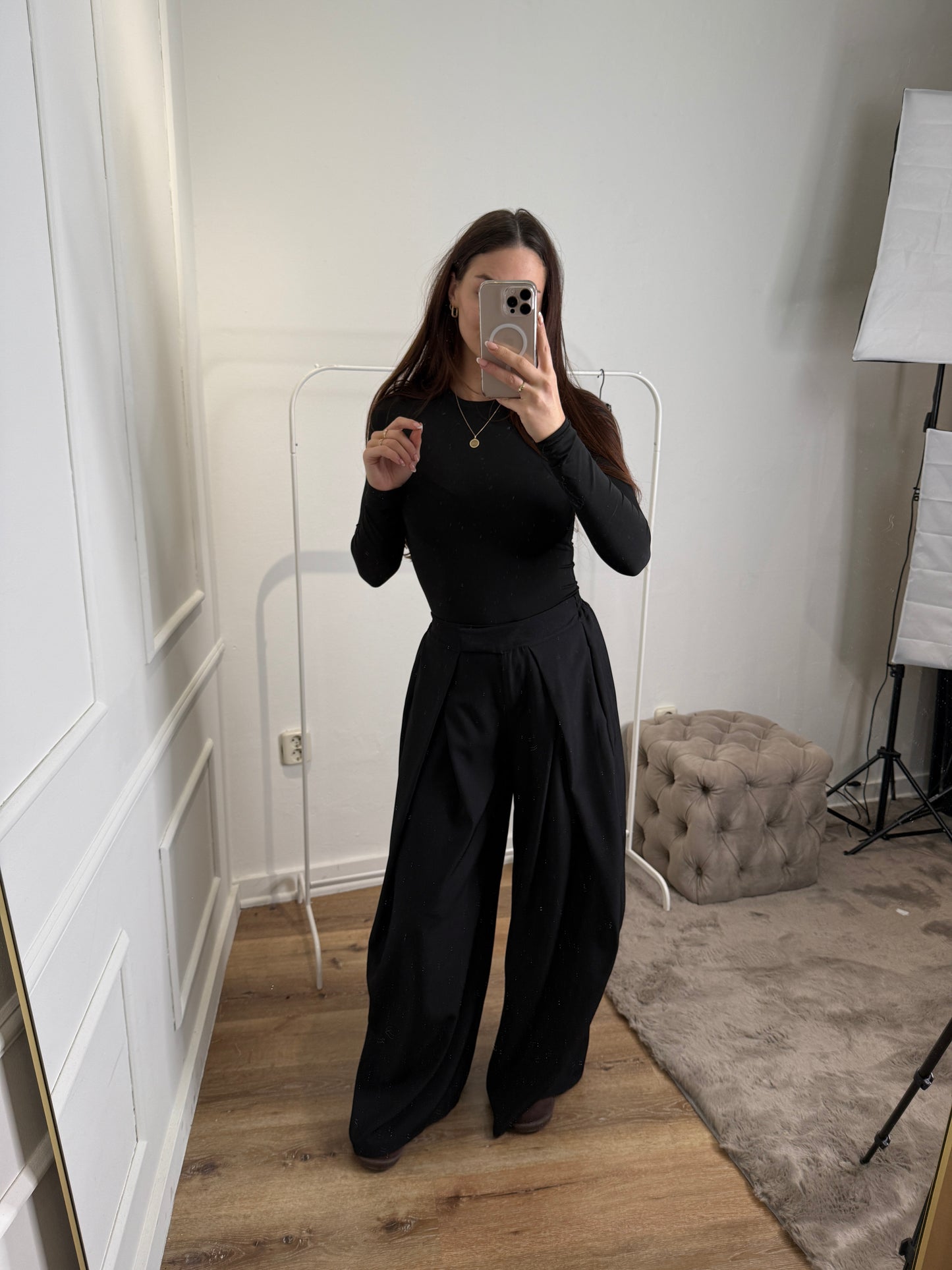 Plooien broek extra lang - zwart