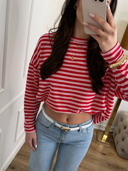 Micky long sleeve roze/rood