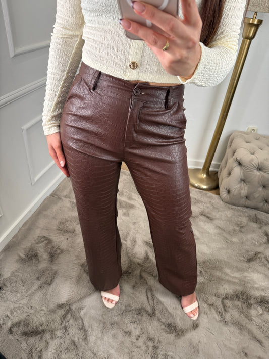 Snake print broek light brown