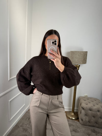 Trui ballon mouw bruin