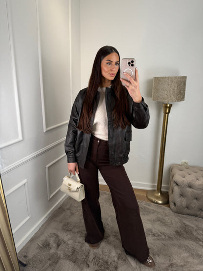 leather oversized jacket