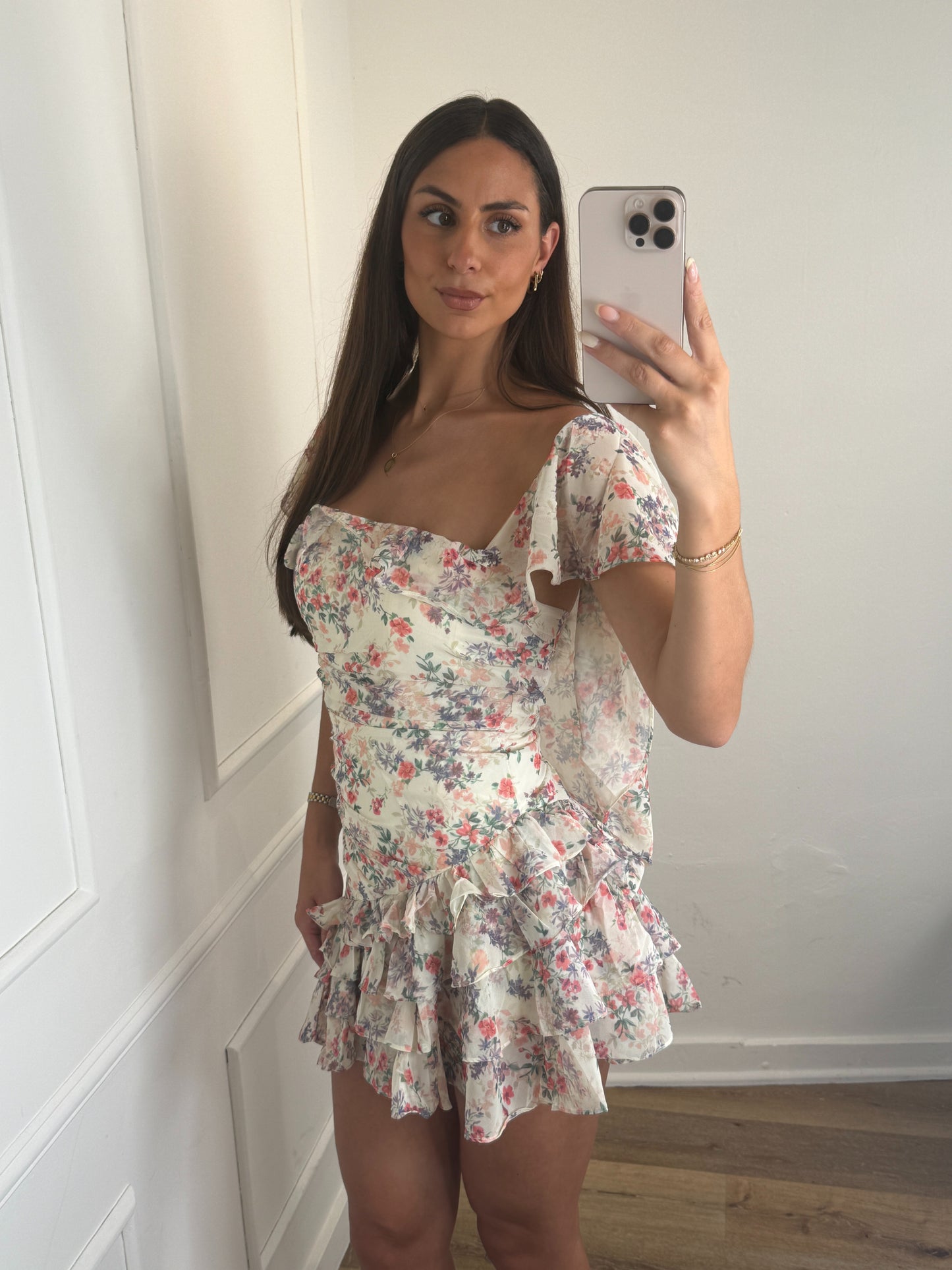 Florine Ruffle Jurk - Rose