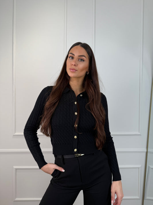Gina vest met knopen zwart