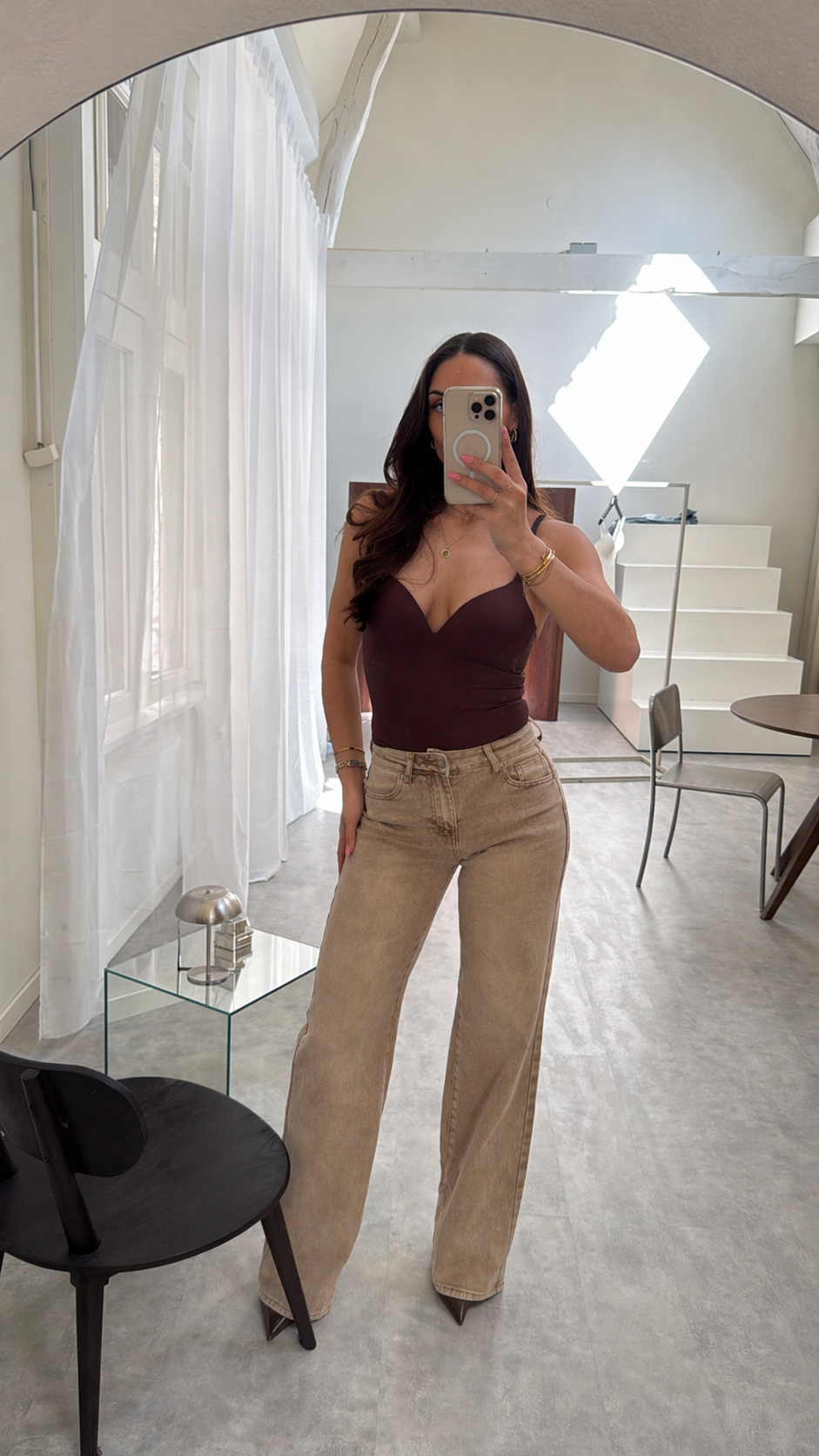Extra tall straight leg jeans beige