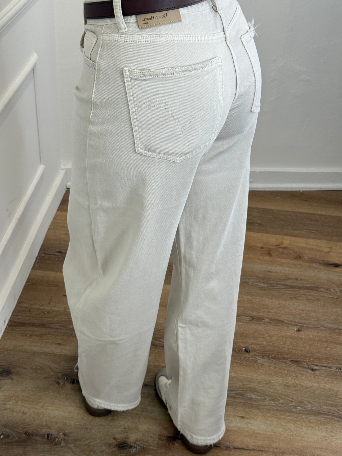 Queen hearts barrel jeans beige