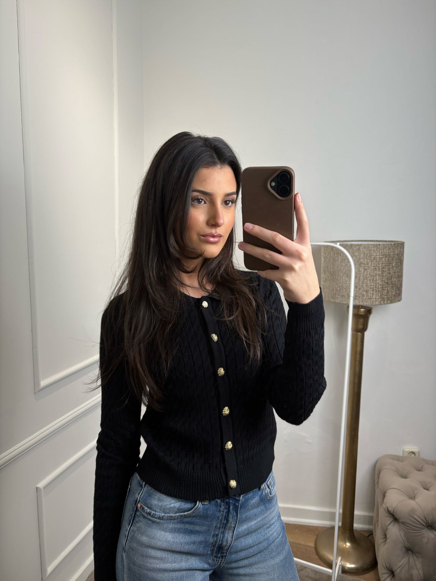 Gina vest met knopen zwart