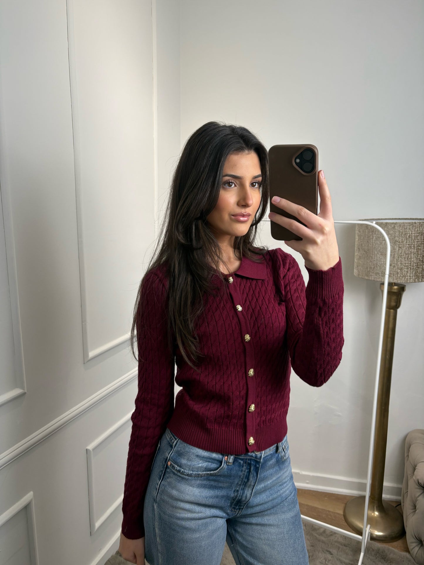 Gina vest met knopen bordeaux