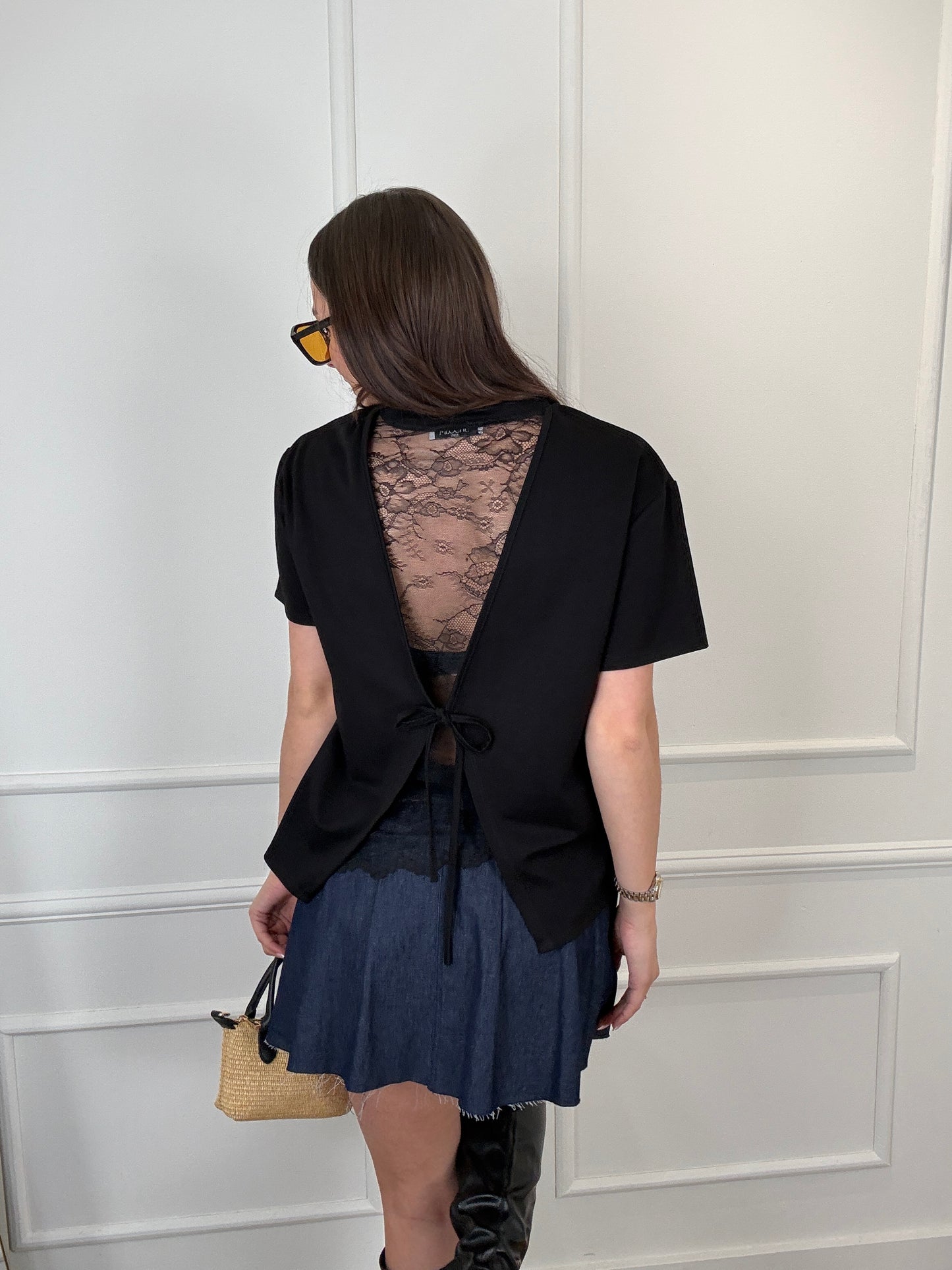 Lilly t-shirt lace zwart