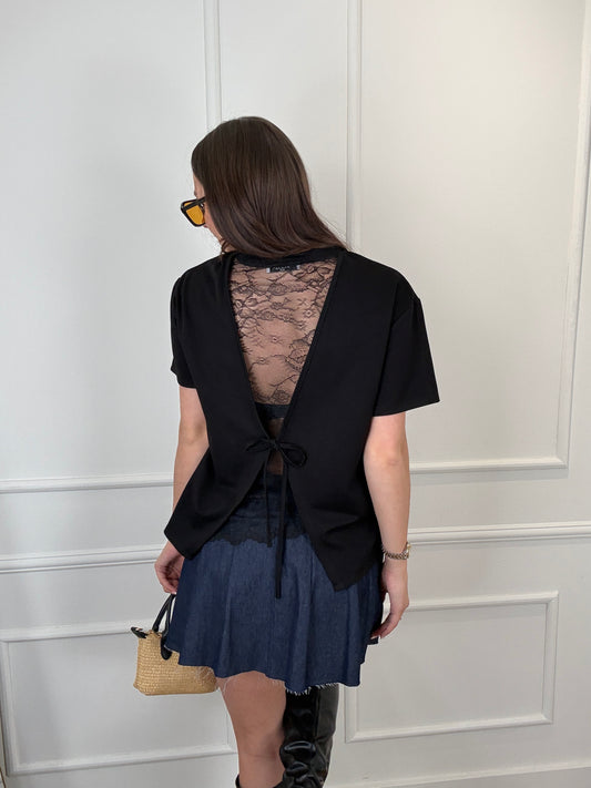 Lilly t-shirt lace zwart