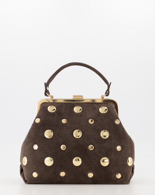 Kylie leren tas stud - donkerbruin